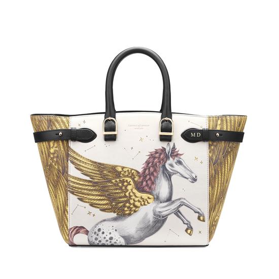 Midi Marylebone Tote in Pegasus Ivory Print from Aspinal of London
