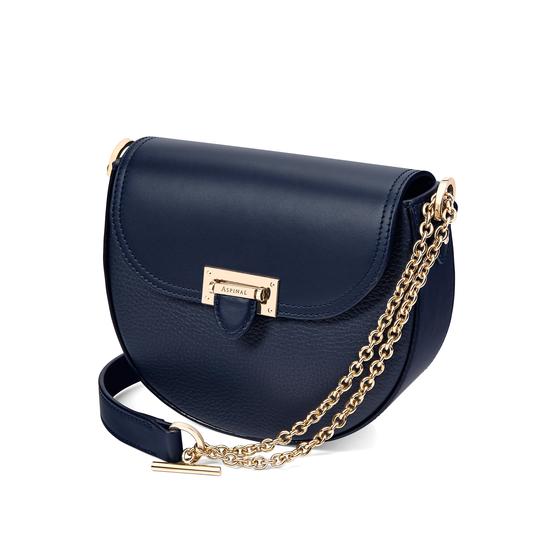 Portobello Bag with Chain in Navy Pebble from Aspinal of London