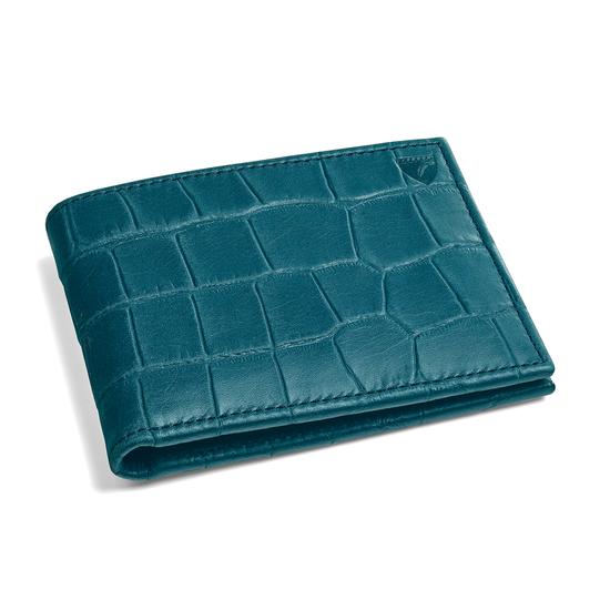 Billfold Wallet in Teal Nubuck Croc from Aspinal of London