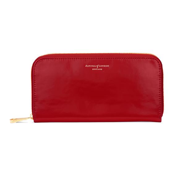 Continental Clutch Zip Wallet in Red Patent from Aspinal of London