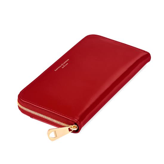 Continental Clutch Zip Wallet in Red Patent from Aspinal of London
