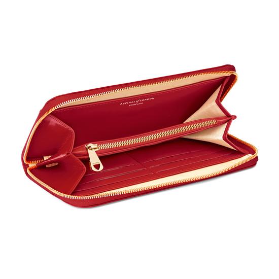 Continental Clutch Zip Wallet in Red Patent from Aspinal of London