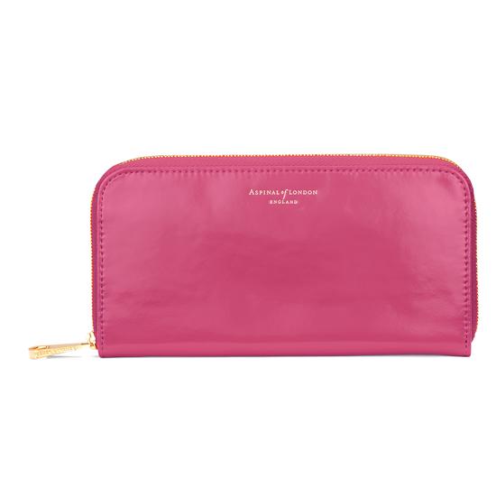 Continental Clutch Zip Wallet in Camelia Pink Polish from Aspinal of London
