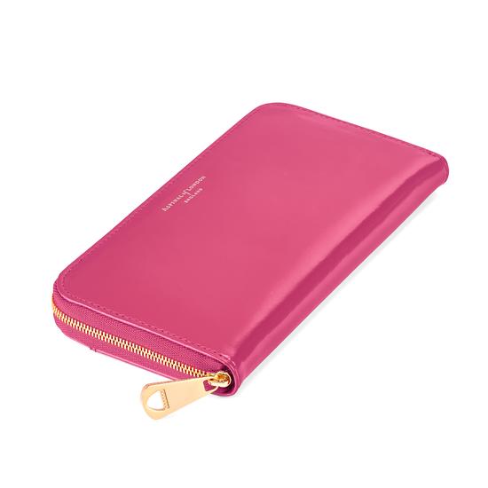 Continental Clutch Zip Wallet in Camelia Pink Polish from Aspinal of London