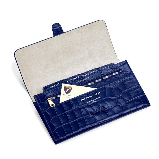 Classic Travel Wallet in Navy Croc from Aspinal of London