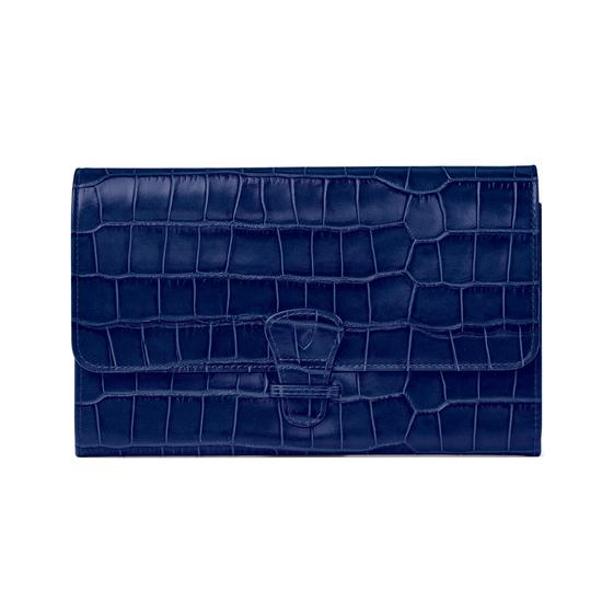 Classic Travel Wallet in Navy Croc from Aspinal of London