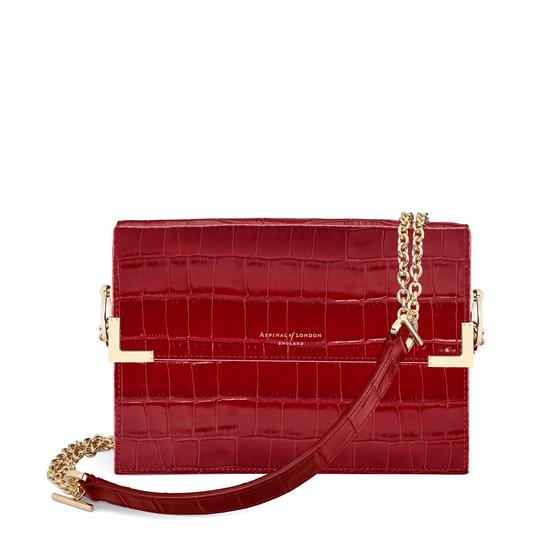 Chelsea Bag in Deep Shine Red Croc from Aspinal of London