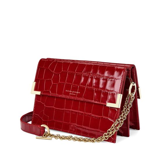 Chelsea Bag in Deep Shine Red Croc from Aspinal of London