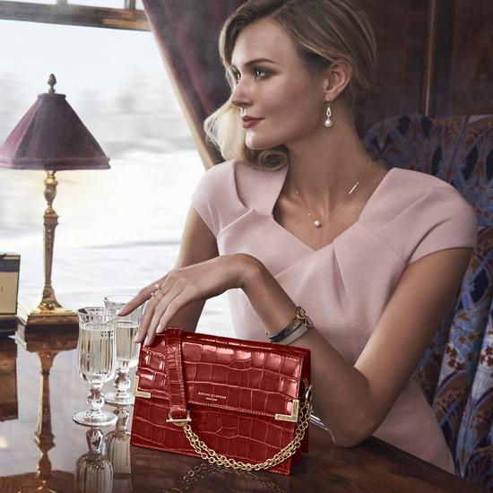 Chelsea Bag in Deep Shine Red Croc from Aspinal of London