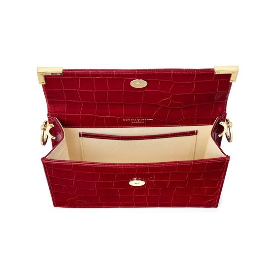 Chelsea Bag in Deep Shine Red Croc from Aspinal of London