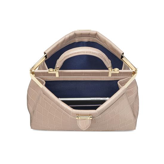 Small Florence Frame Bag in Deep Shine Soft Taupe Croc from Aspinal of London