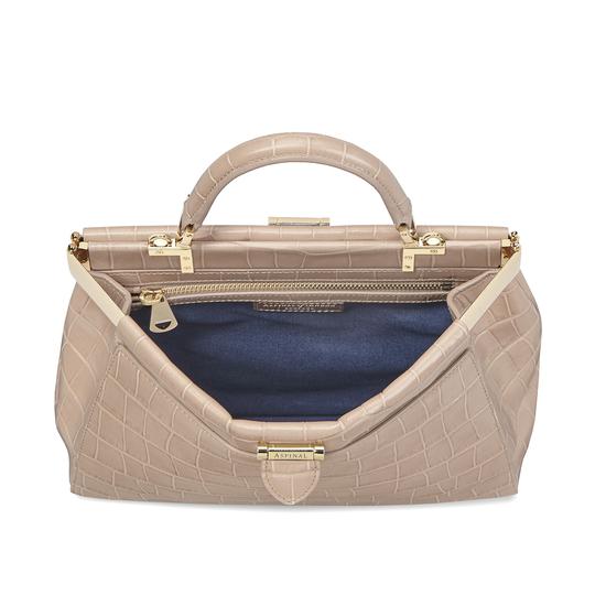 Small Florence Frame Bag in Deep Shine Soft Taupe Croc from Aspinal of London