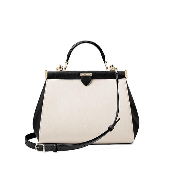 Small Florence Frame Bag in Monochrome Saffiano from Aspinal of London