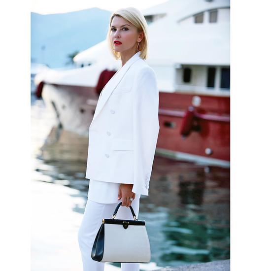 Small Florence Frame Bag in Monochrome Saffiano from Aspinal of London