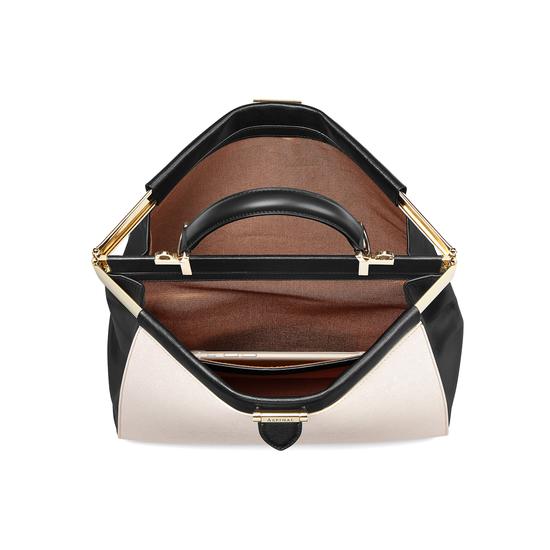 Small Florence Frame Bag in Monochrome Saffiano from Aspinal of London