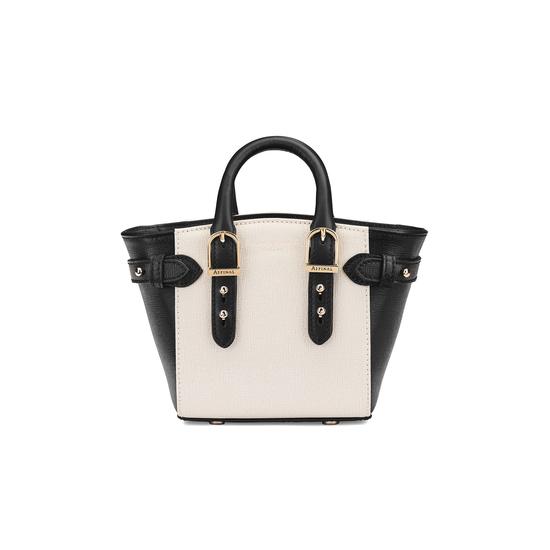 Micro Marylebone Tote in Monochrome Saffiano from Aspinal of London
