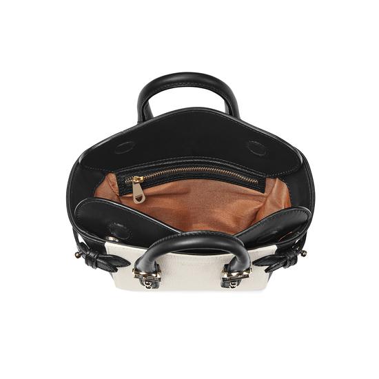 Micro Marylebone Tote in Monochrome Saffiano from Aspinal of London