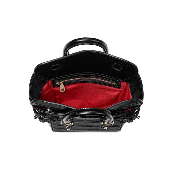 Micro Marylebone Tote in Deep Shine Black Croc from Aspinal of London