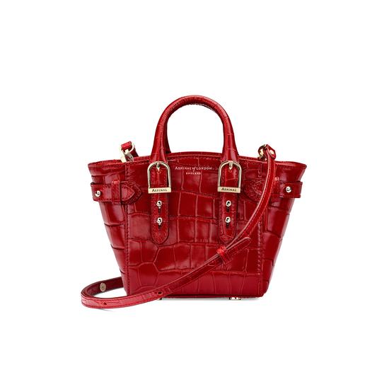 Micro Marylebone Tote in Deep Shine Red Croc from Aspinal of London
