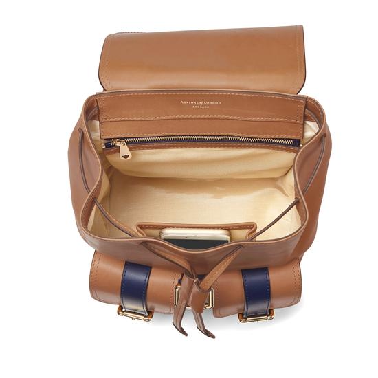 Small Oxford Backpack in Smooth Natural Tan & Navy from Aspinal of London