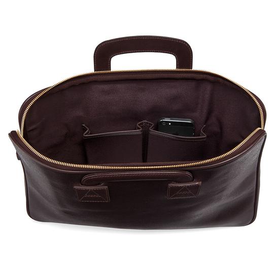 Connaught Document Case in Chocolate Brown Saffiano from Aspinal of London