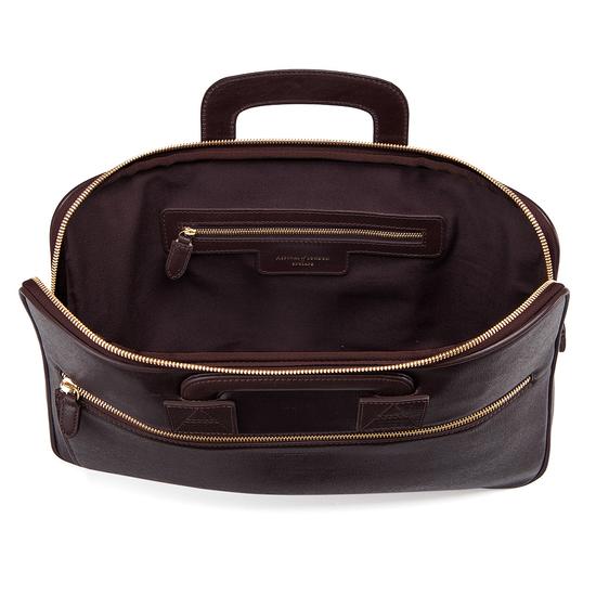 Connaught Document Case in Chocolate Brown Saffiano from Aspinal of London