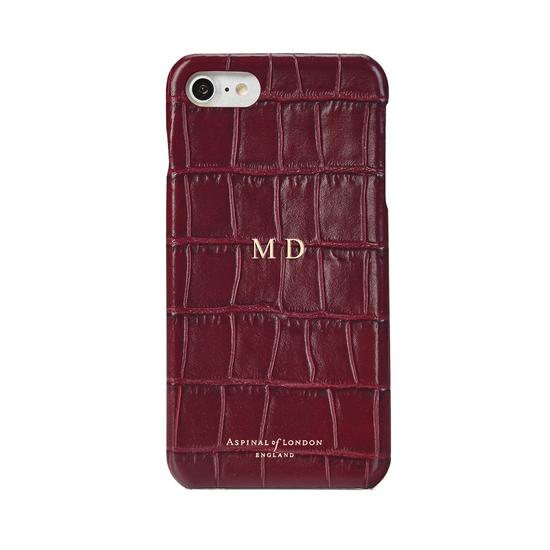 iPhone 7/8 Leather Cover in Bordeaux Croc from Aspinal of London