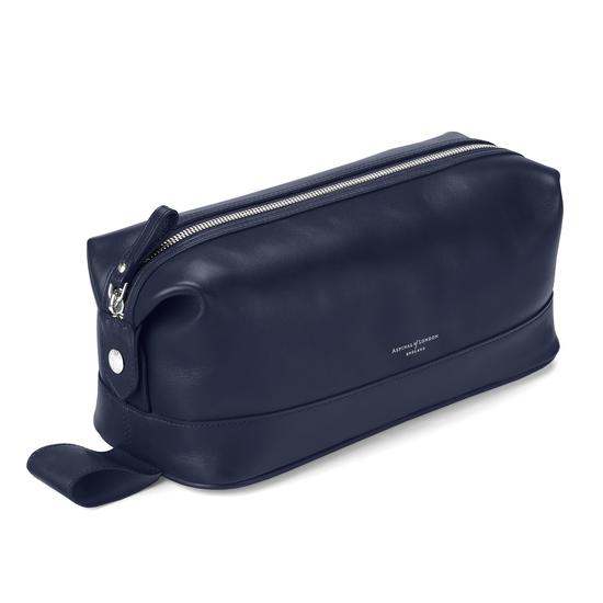 Men's Leather Wash Bag in Smooth Navy Nappa from Aspinal of London