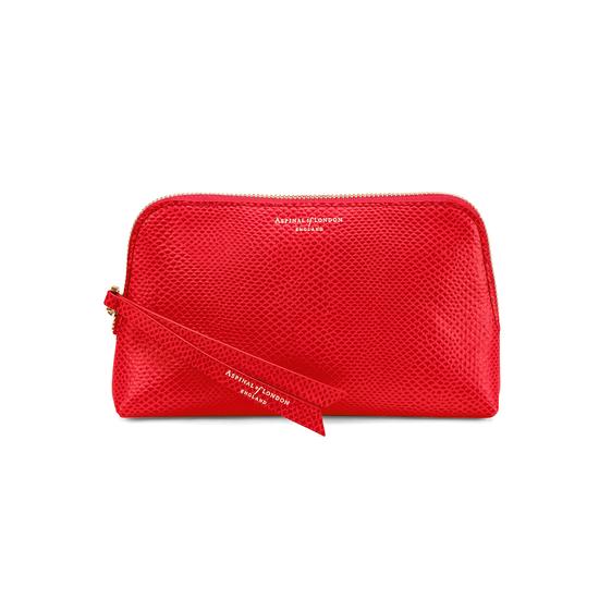 Small Essential Cosmetic Case in Berry Lizard from Aspinal of London