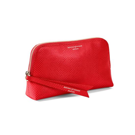 Small Essential Cosmetic Case in Berry Lizard from Aspinal of London