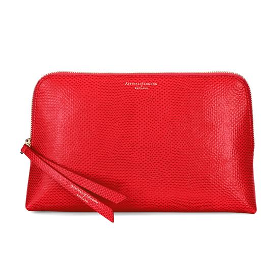 Large Essential Cosmetic Case in Berry Lizard from Aspinal of London