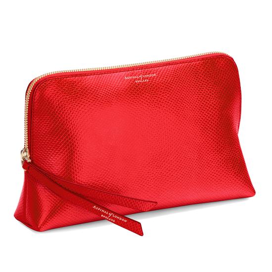 Large Essential Cosmetic Case in Berry Lizard from Aspinal of London