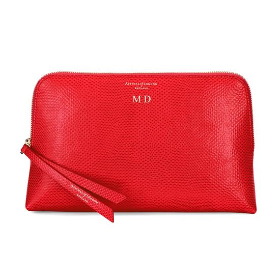 Large Essential Cosmetic Case in Berry Lizard from Aspinal of London