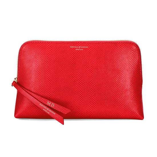 Large Essential Cosmetic Case in Berry Lizard from Aspinal of London