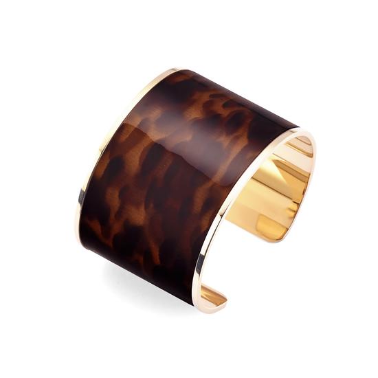 Cleopatra Cuff Bracelet in Deep Shine Tortoiseshell Patent from Aspinal of London