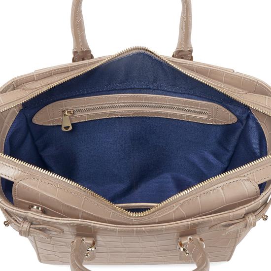 Mini Marylebone Tote in Deep Shine Soft Taupe Croc from Aspinal of London