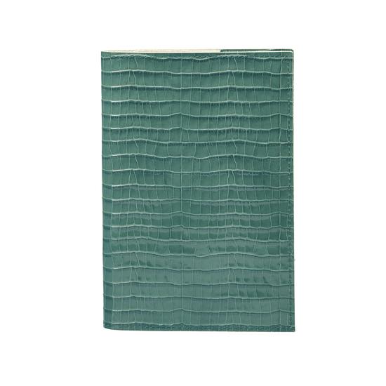 A5 Refillable Leather Journal in Deep Shine Sage Small Croc from Aspinal of London