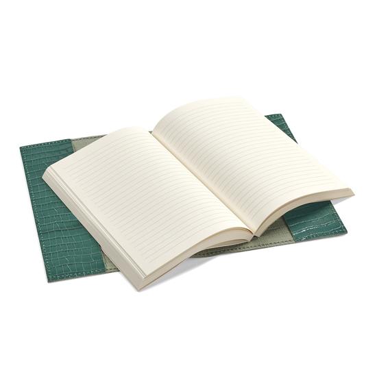 A5 Refillable Leather Journal in Deep Shine Sage Small Croc from Aspinal of London