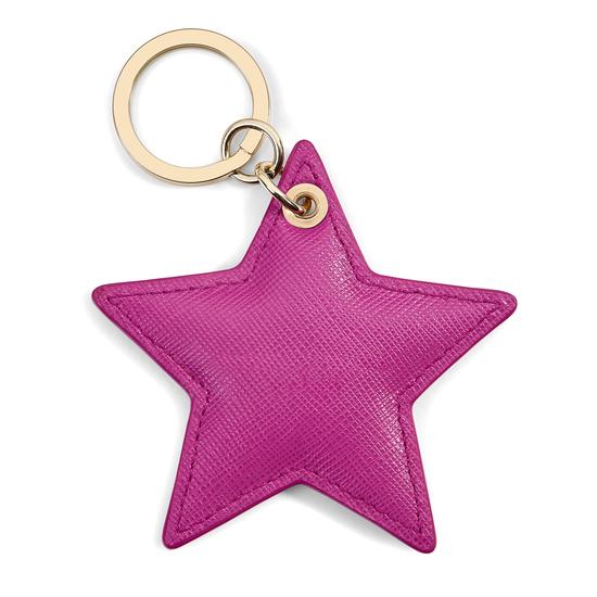 Star Keyring in Orchid Saffiano from Aspinal of London