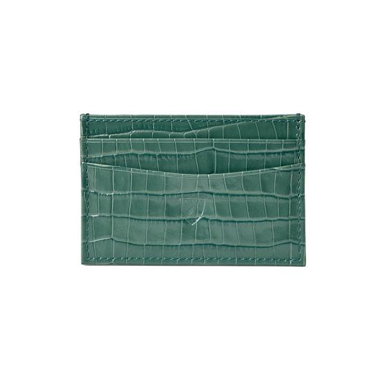 Slim Credit Card Case in Deep Shine Sage Small Croc from Aspinal of London