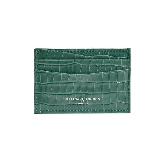 Slim Credit Card Case in Deep Shine Sage Small Croc from Aspinal of London