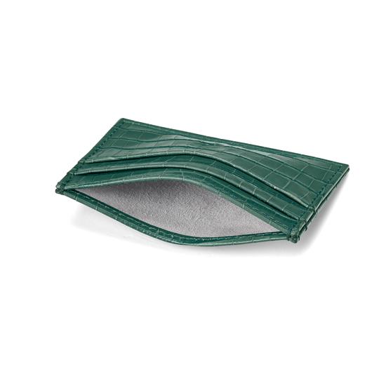 Slim Credit Card Case in Deep Shine Sage Small Croc from Aspinal of London