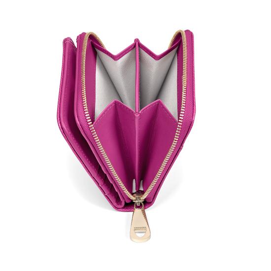 Mini Continental Zipped Coin Purse in Orchid Saffiano from Aspinal of London