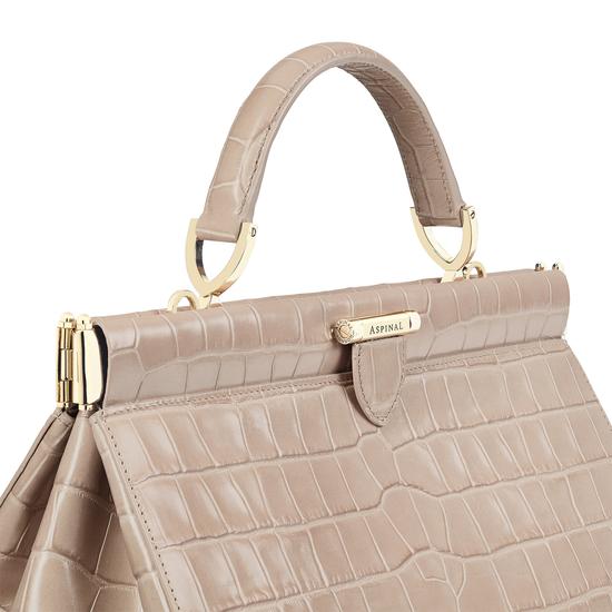Large Florence Frame Bag in Deep Shine Soft Taupe Croc from Aspinal of London