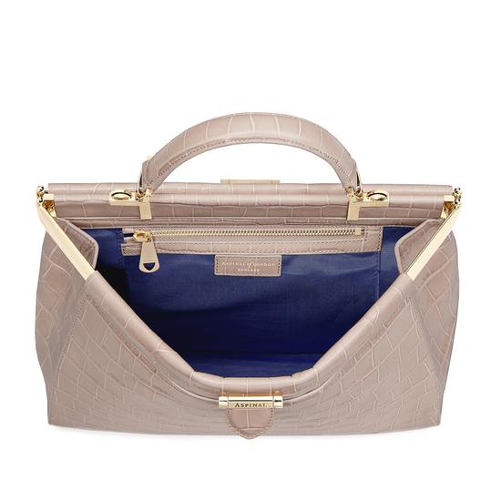 Large Florence Frame Bag in Deep Shine Soft Taupe Croc from Aspinal of London