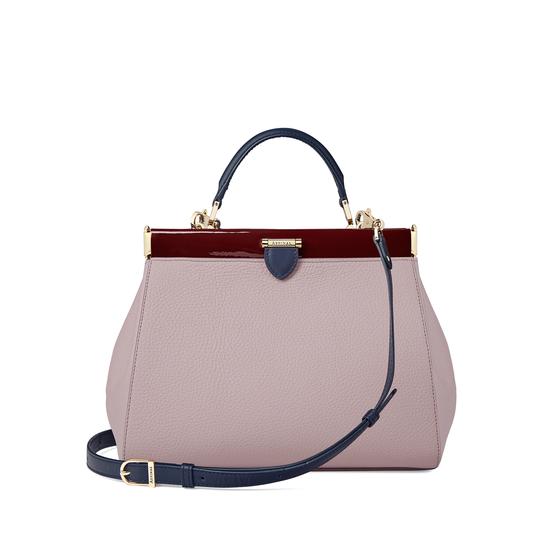 Small Florence Frame Bag in Lilac Pebble, Smooth Bluemoon & Cherry Patent from Aspinal of London