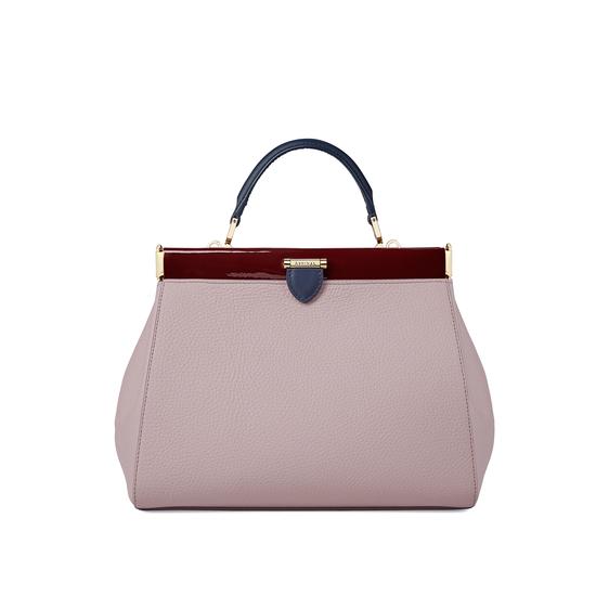 Small Florence Frame Bag in Lilac Pebble, Smooth Bluemoon & Cherry Patent from Aspinal of London
