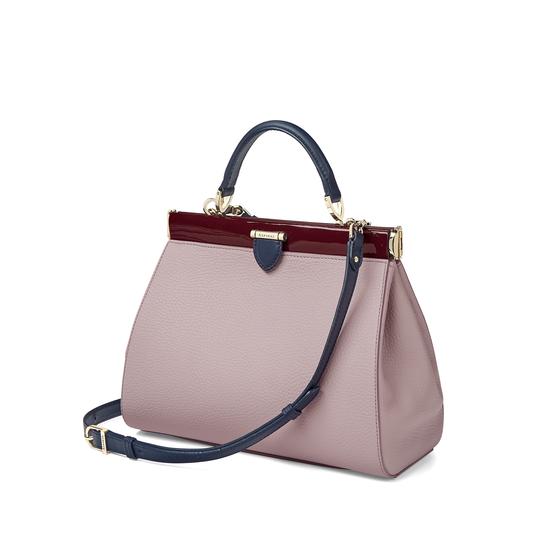 Small Florence Frame Bag in Lilac Pebble, Smooth Bluemoon & Cherry Patent from Aspinal of London