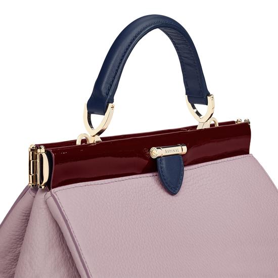 Small Florence Frame Bag in Lilac Pebble, Smooth Bluemoon & Cherry Patent from Aspinal of London