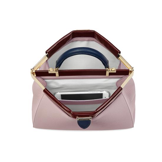 Small Florence Frame Bag in Lilac Pebble, Smooth Bluemoon & Cherry Patent from Aspinal of London